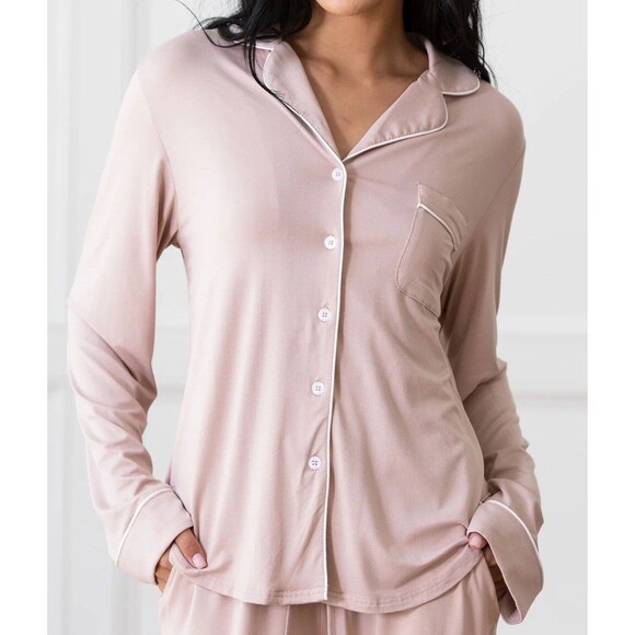 Cozy Earth Women's Bamboo Stretch Knit Long Sleeve Pajama Set, Blush Pink Sz XXL - Picture 3 of 13